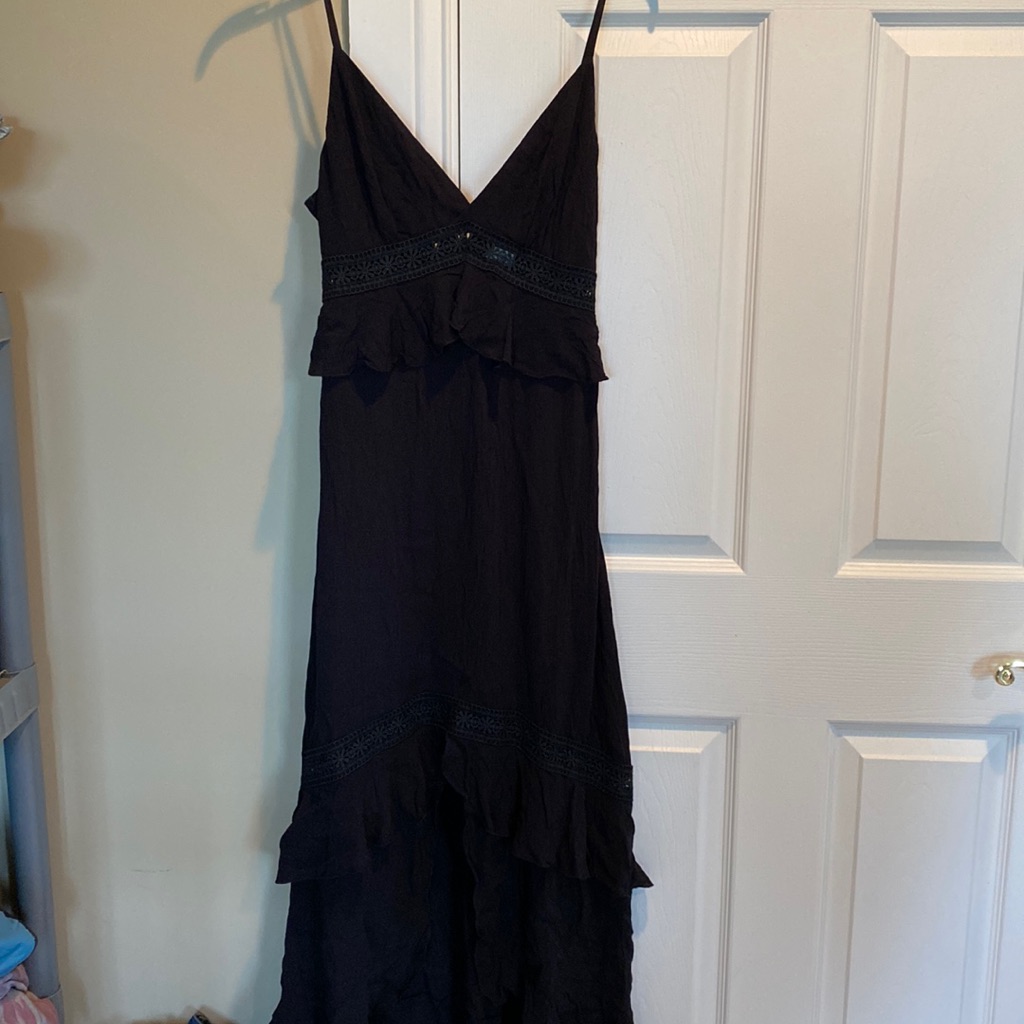Express Black Crochet Detail Hi Low Dress S Small New